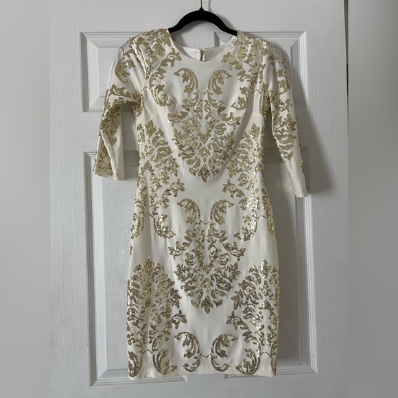 B Darlin Sequin Dress - Gold/White (5/6) - Picture 3 of 7